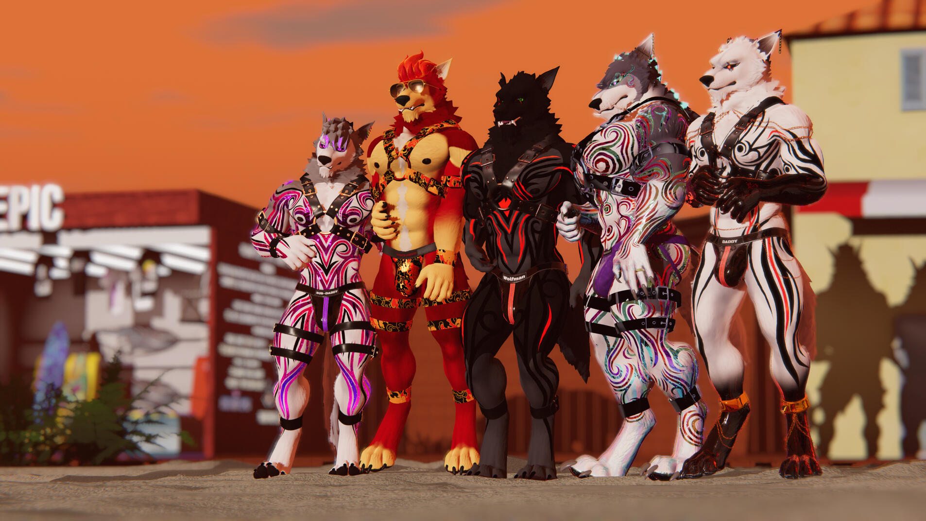 All avatars in image are made by me except for the fire themed Wolfman second from the far left.